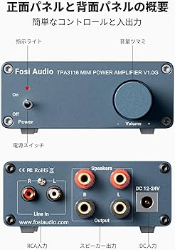 Amazon.co.jp: Fosi Audio V1.0 オーディオアンプ2チャンネル ステレオ