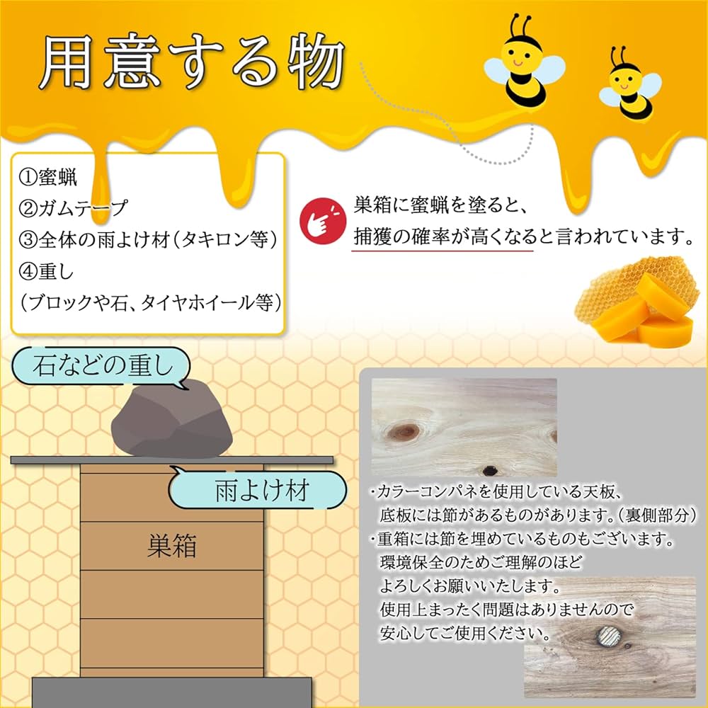 Amazon｜日本蜜蜂 巣箱 ニホンミツバチ 日本みつばち 重箱式巣箱 2段