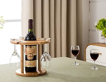 Amazon｜Cedilis ワイングラス乾燥ラック 竹ワインボトルホルダー 木製