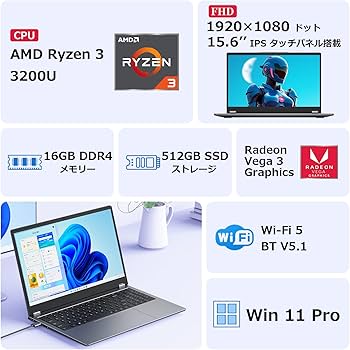 Amazon.co.jp: ノートパソコン 15.6インチ Office搭載 360度回転可能