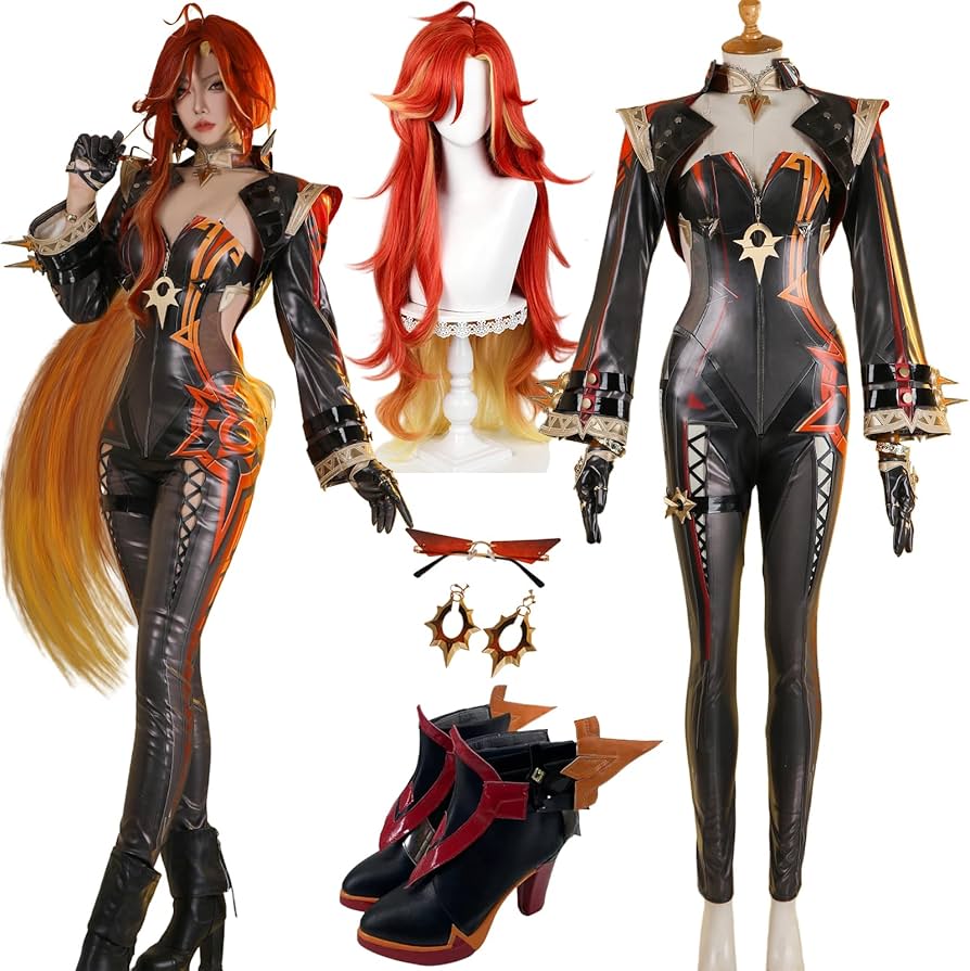 Amazon.co.jp: 原神 コスプレ マーヴィカ 炎神 コスプレ 衣装 +