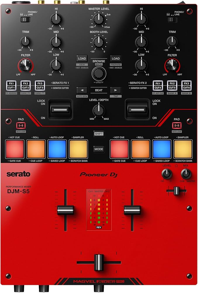 Amazon.com: Pioneer DJ DJM-S5 2-channel Mixer for Serato DJ,Red