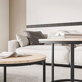 Amazon｜FOUBAM ラウンドコーヒーテーブル リビングルーム家具用 木製