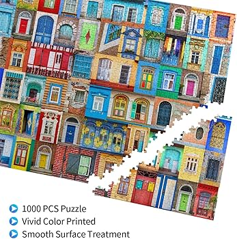 Amazon.co.jp: 1000ピース ジグソーパズル 世界の窓とドア 風景 木製の