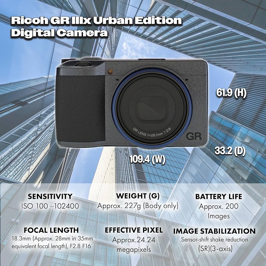 Amazon.com : Ricoh GR IIIx Urban Edition Digital Camera (01158