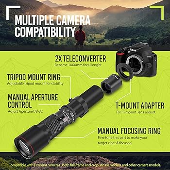 Amazon.co.jp: High-Power 500mm/1000mm f/8 マニュアル望遠レンズ