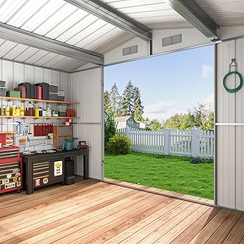 Amazon.com : DAUSOLA 10x8 FT Outdoor Storage Shed, Metal Garden