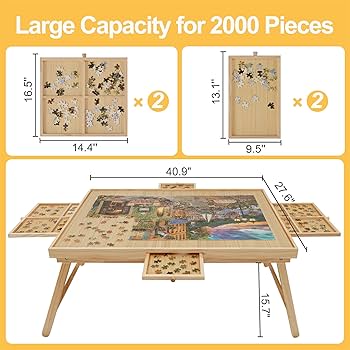 Amazon.com: HALLYBEE Puzzle Table 2000 Pieces Wooden Puzzle Board