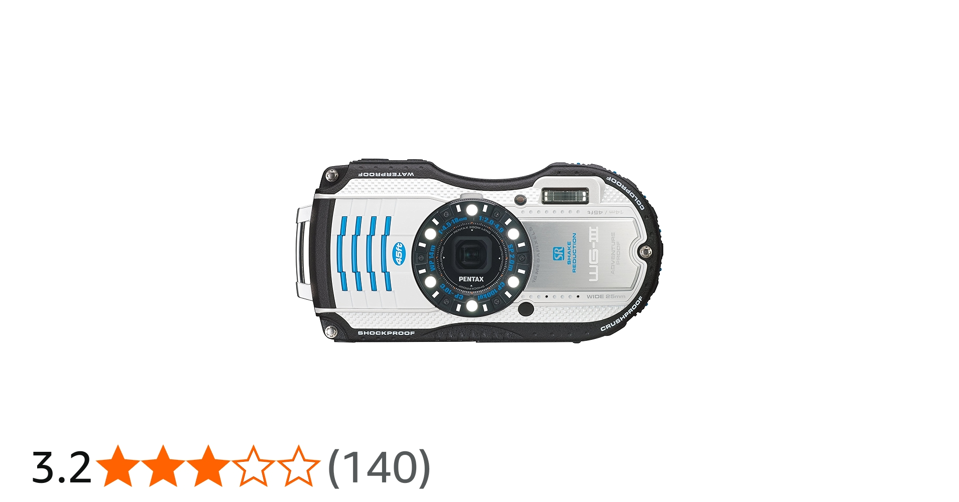 Amazon | PENTAX 防水デジタルカメラ PENTAX WG-3 ホワイトブルー 1cm