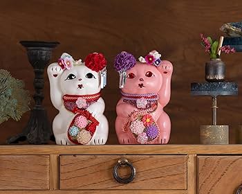 Amazon.co.jp: ご縁猫 舞子はん(S-SIZE ピンク Pink）左手あげ/陶器