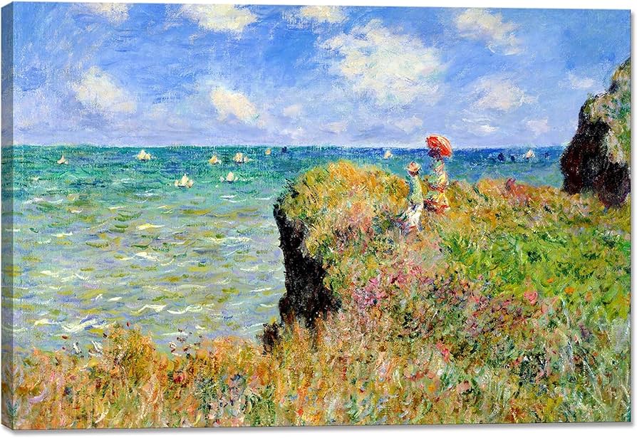 Amazon.co.jp: クロード・モネ アートパネル 『プールヴィルの断崖の上