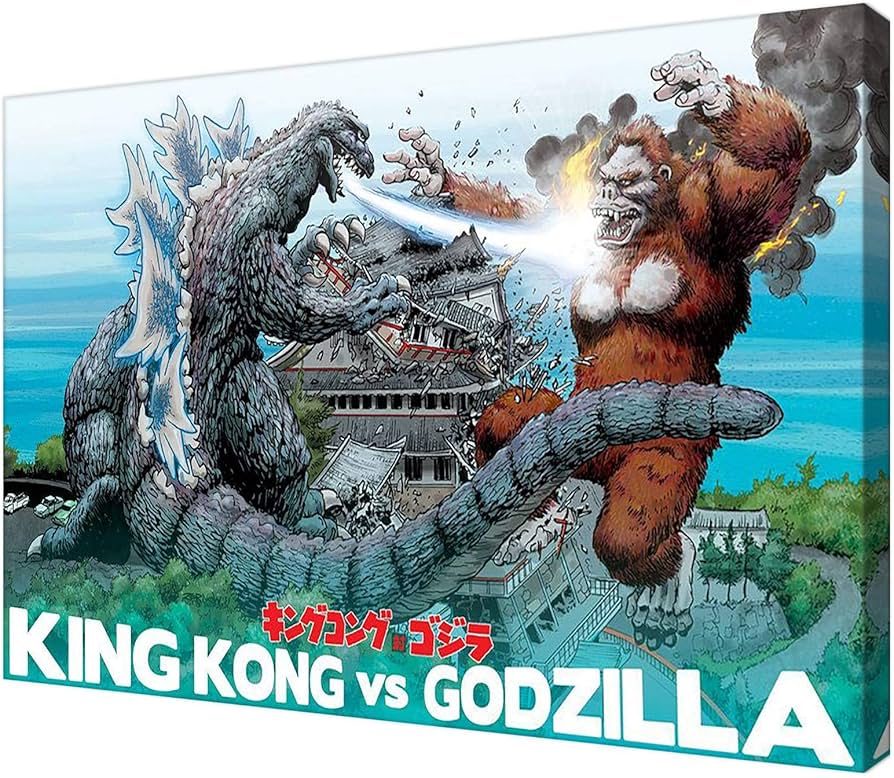Amazon.co.jp: Godzilla VS King Kong Santa Rona Poster Painting