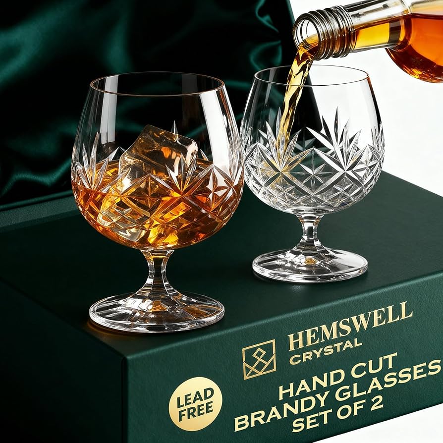Amazon.com | Hemswell Crystal Brandy Snifter Glasses Set of 2