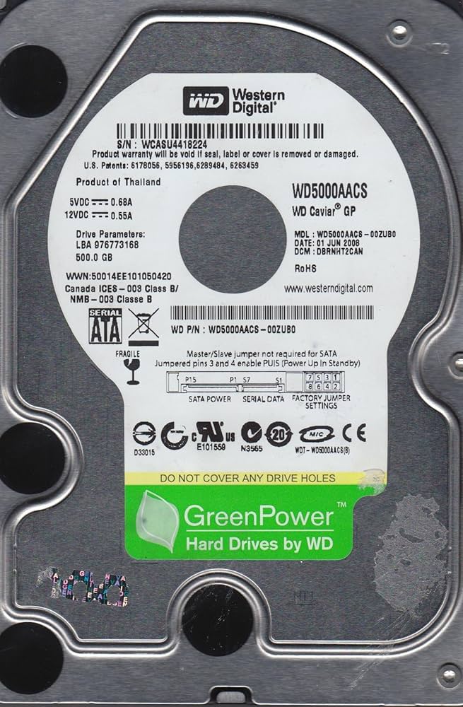 Amazon | WD5000AACS-00ZUB0, DCM DBRNHT2CAN, Western Digital 500GB