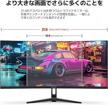 Amazon.co.jp: CRUA 湾曲 ゲーミング モニター 34インチ UWQHD(3440