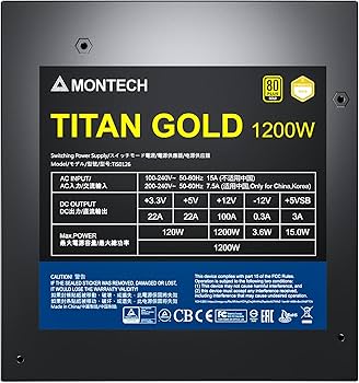 Amazon | Montech Titan 1200W - 80 PLUS & Cybenetics Gold