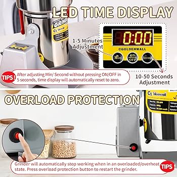 Amazon.co.jp: CGOLDENWALL LED表示粉末ミル 電動微粉砕機業務用 穀類