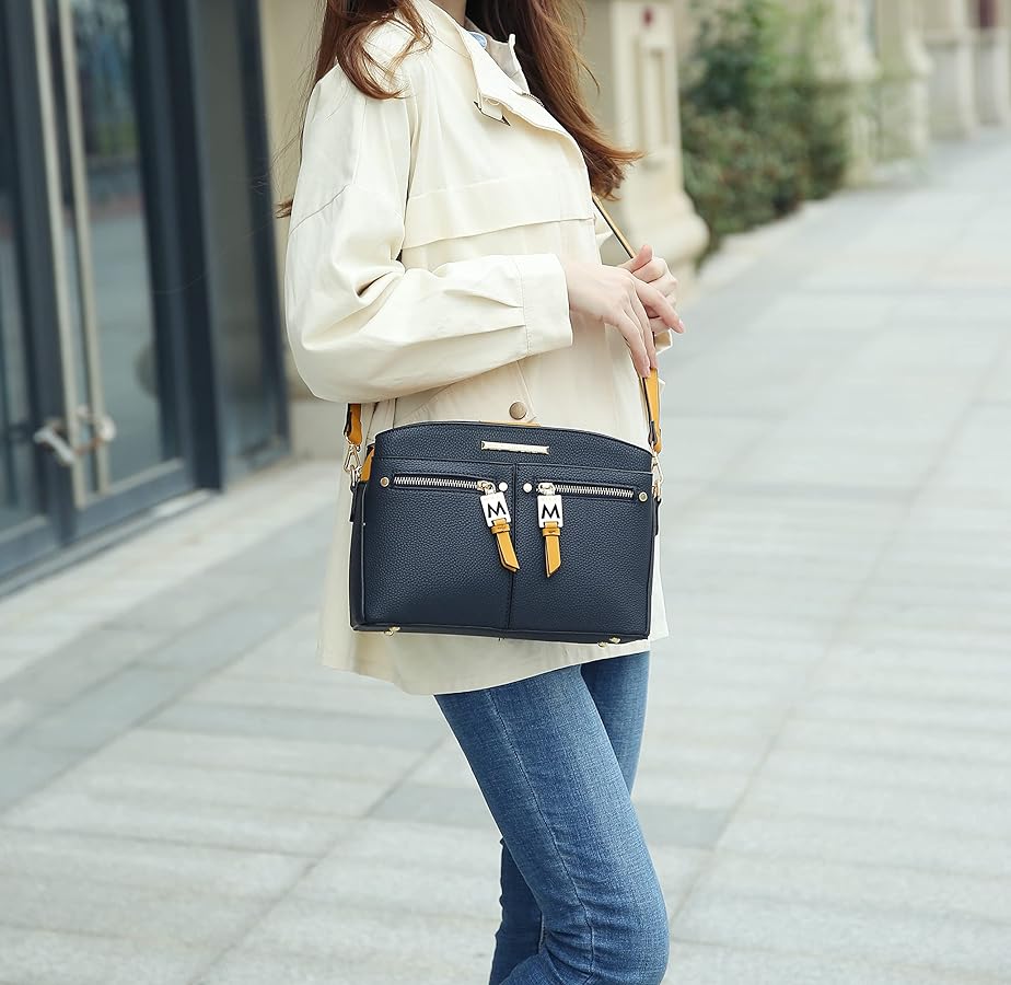 MKF Collection Crossbody Bag for Women, PU Leather Pocketbook