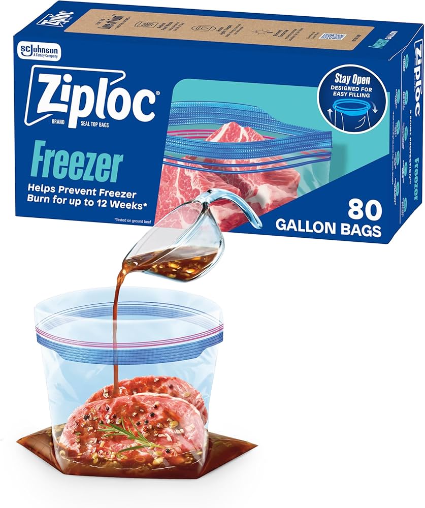 Amazon.com: Ziploc Gallon Food Storage Freezer Bags, Stay Open