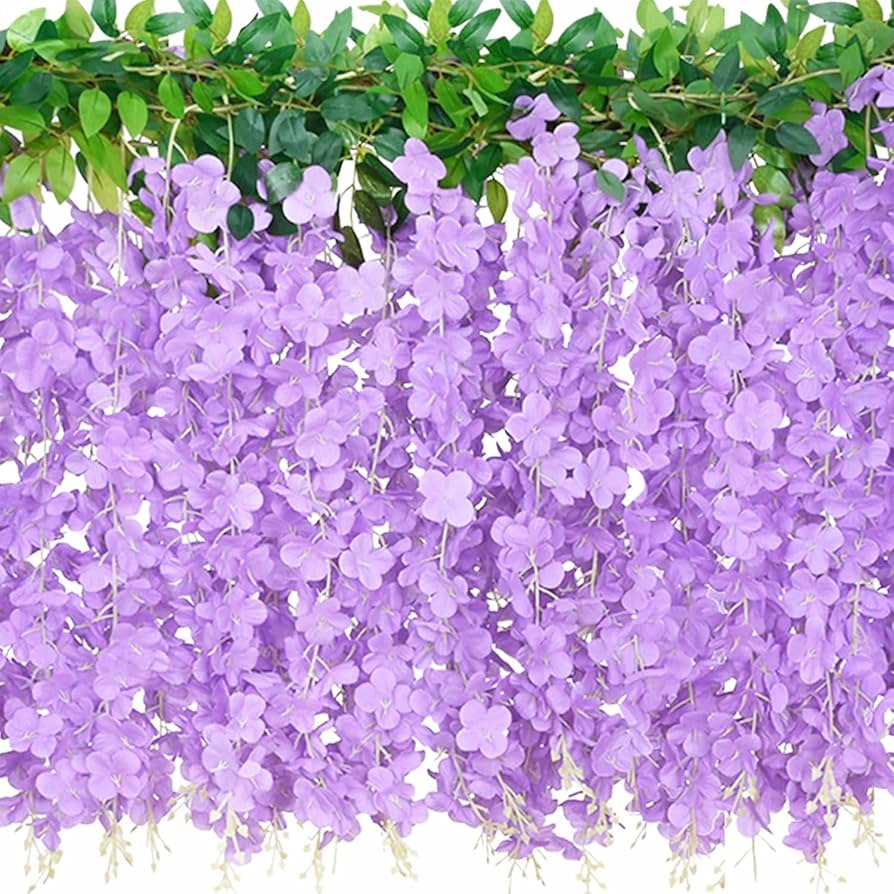 Amazon｜Lakymisy 藤の花 2本入 造花 藤ガーランド つる ふじのはな 10