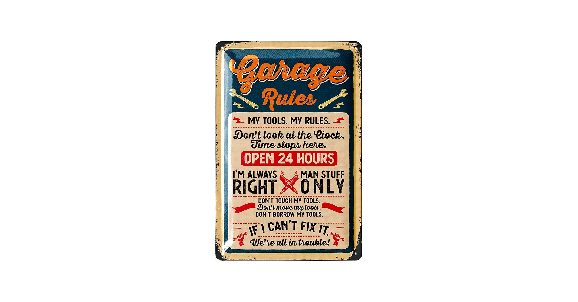 Amazon.com: LANOLU Garage Rules Vintage Metal Sign, Man Cave Decor