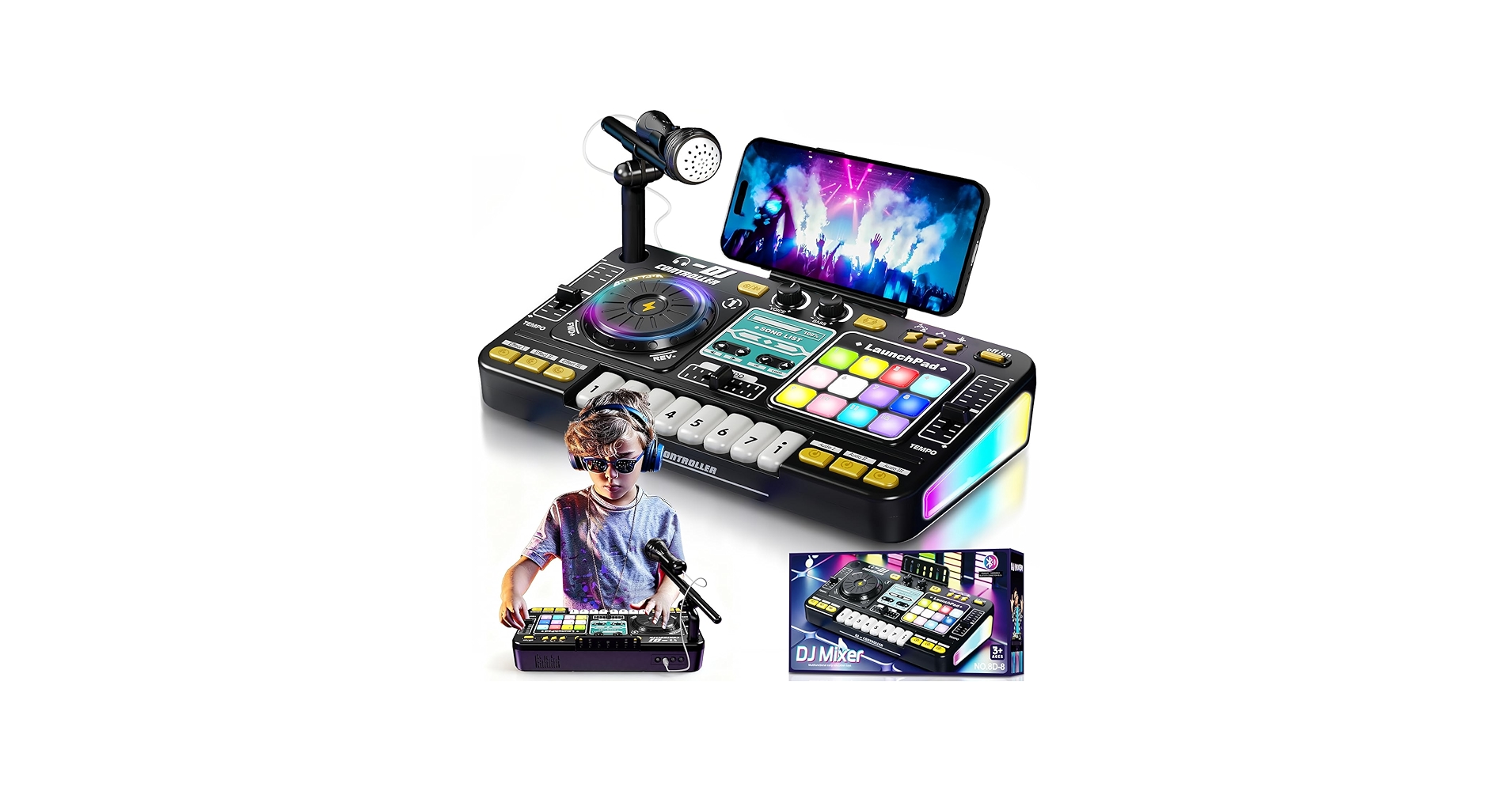 Amazon.com: Kids DJ Mixer Board Controller Toy Set with Turntable