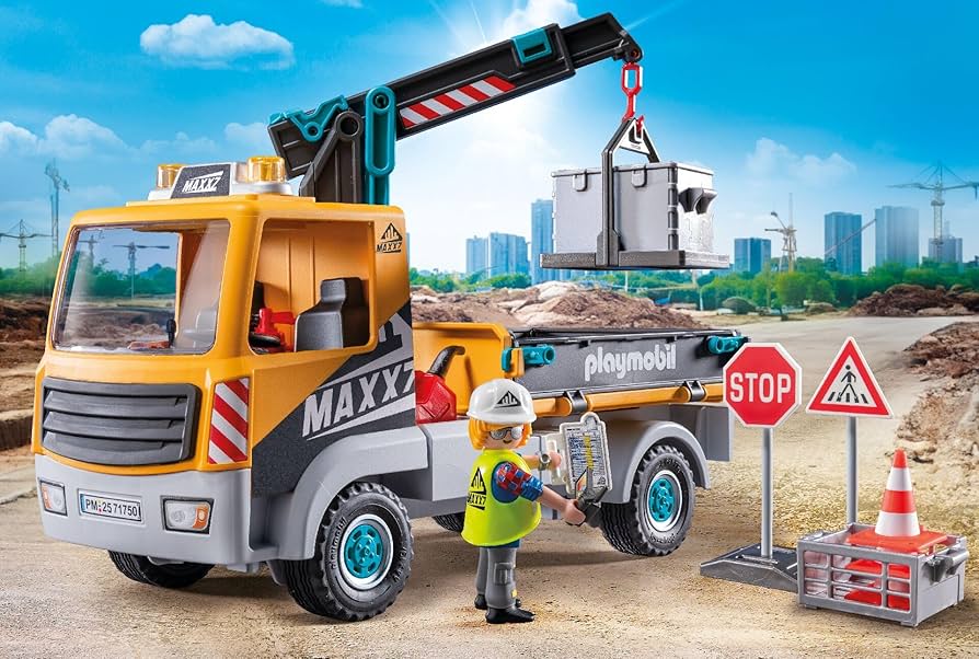 Amazon.com: PLAYMOBIL Construction Site Truck with Crane, Yellow