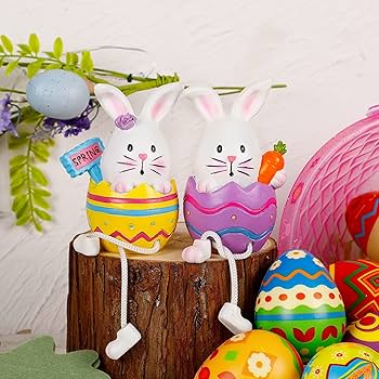 Amazon.co.jp: Lulu Home イースターバニーフィギュア 2個パック 樹脂