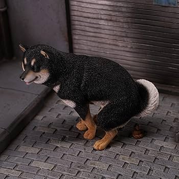 Amazon.co.jp: JXK MMOS X うんこ中の黒柴 ツボる 置物 樹脂製 高耐久