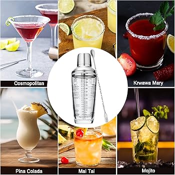 Amazon.com: Tiawudi 23oz Glass Cocktail Shaker Set, 4PCS Bartender