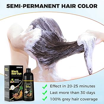 Black Hair Dye Shampoo 3 in1, Black Shampoo Hair Dye for Gray
