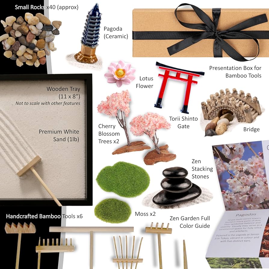 Amazon.com: Island Falls Home Zen Garden Kit 11x8in. Beautiful