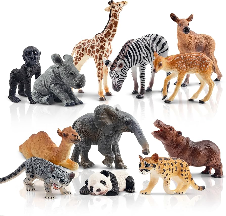 Amazon.co.jp: TOYMANY 12PCS野生動物フィギュア 森林動物フィギュア