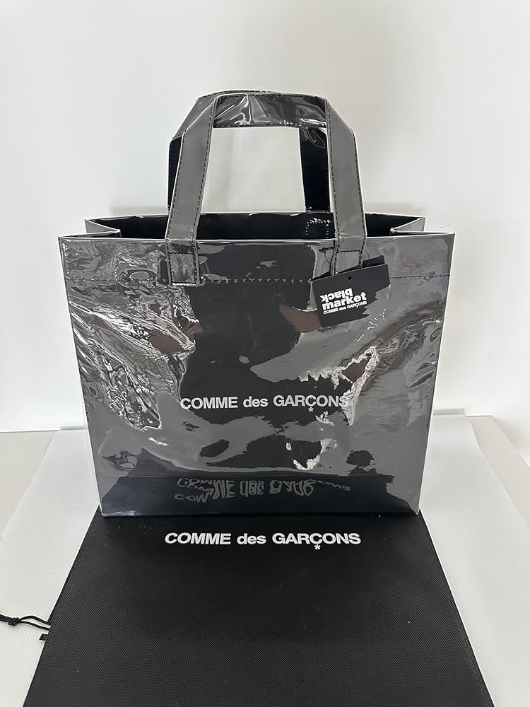 Amazon | [コムデギャルソン] ブラックビニールトートバッグ, 大容量