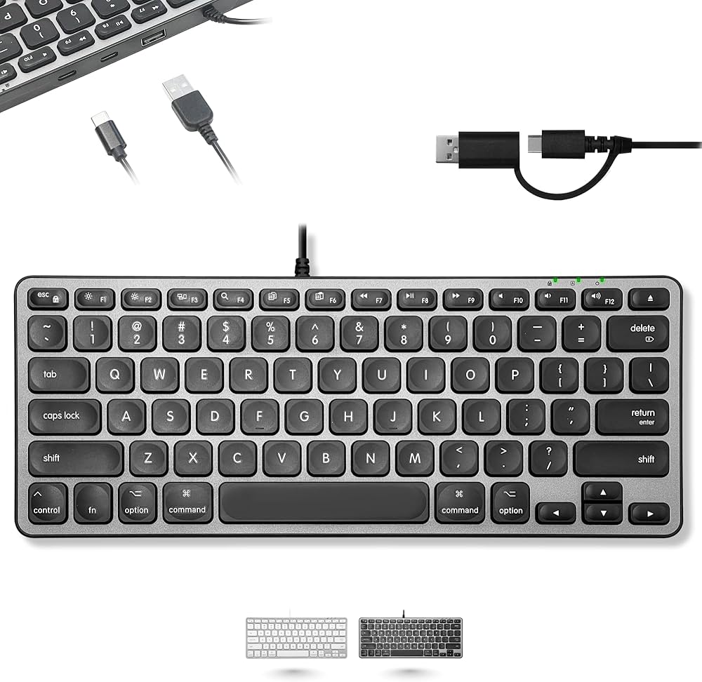 Amazon | MACALLY 小型キーボード Mac用 USBハブ付き (USB-C2個 / USB