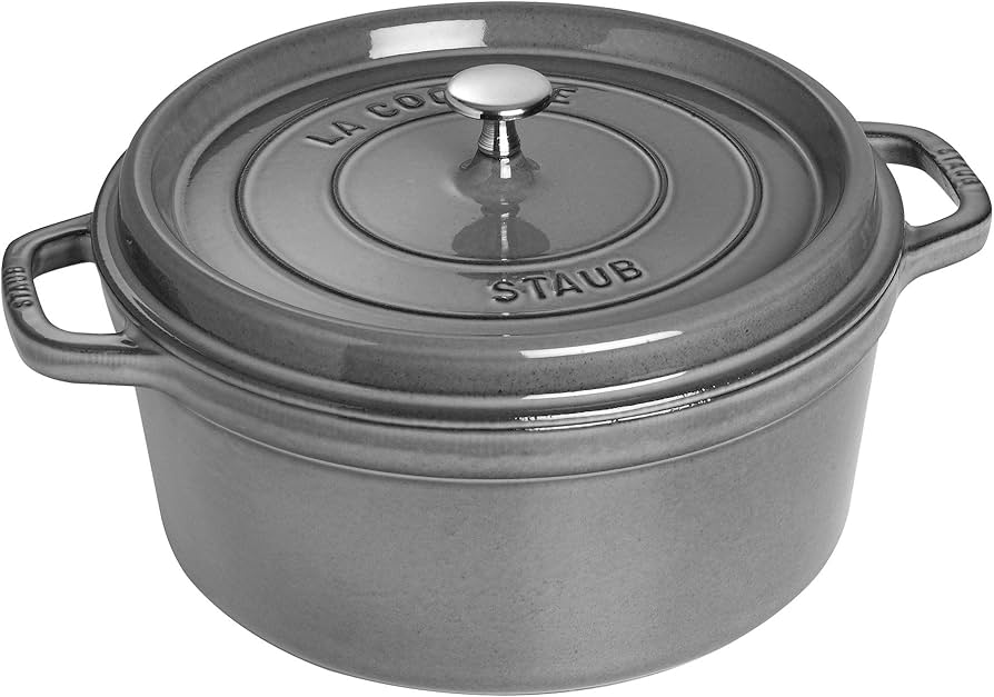 Amazon.com: Staub Cast Iron 7-qt Round Cocotte - Graphite Grey
