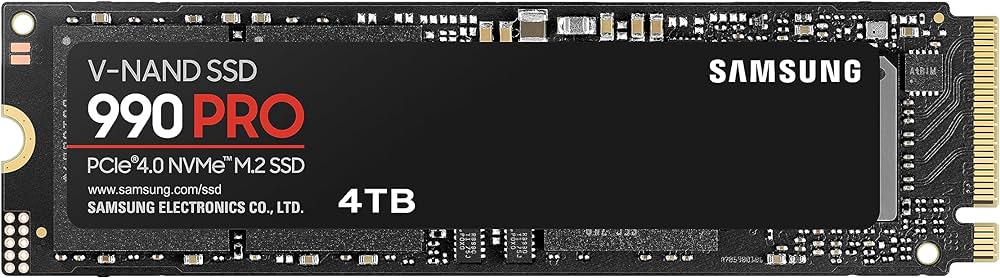 Samsung 990 PRO NVMe M.2 SSD, 4 TB, PCIe 4.0, 7.450 MB/s okuma