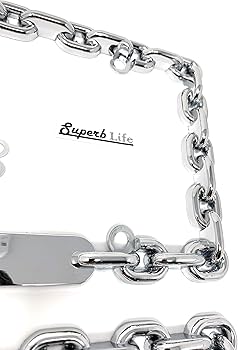 Universal Chrome Mega-Metal Round Chain Link Design License Plate
