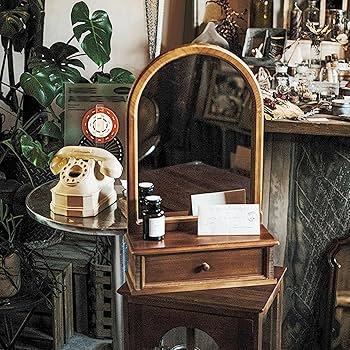 Amazon｜ドレッサー 卓上ドレッサー 化粧鏡 鏡台 おしゃれ 鏡 木製