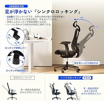 Amazon.co.jp: FLEXISPOT オフィスチェア デスクチェア C5 多機能調節