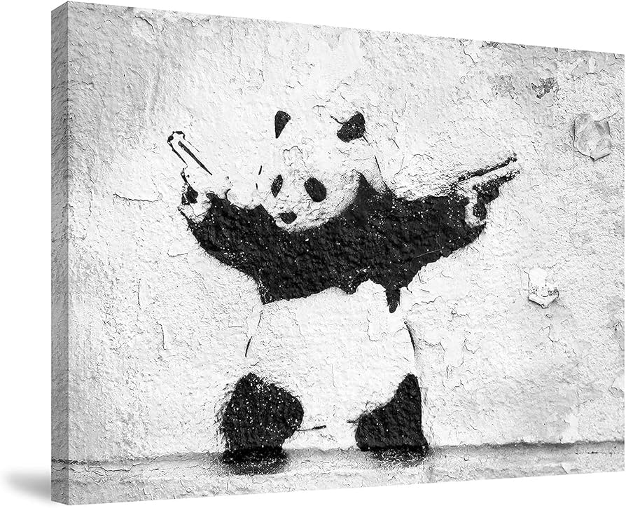 Amazon.co.jp: Banksy バンクシー パンダが銃を持つ ポスター アート