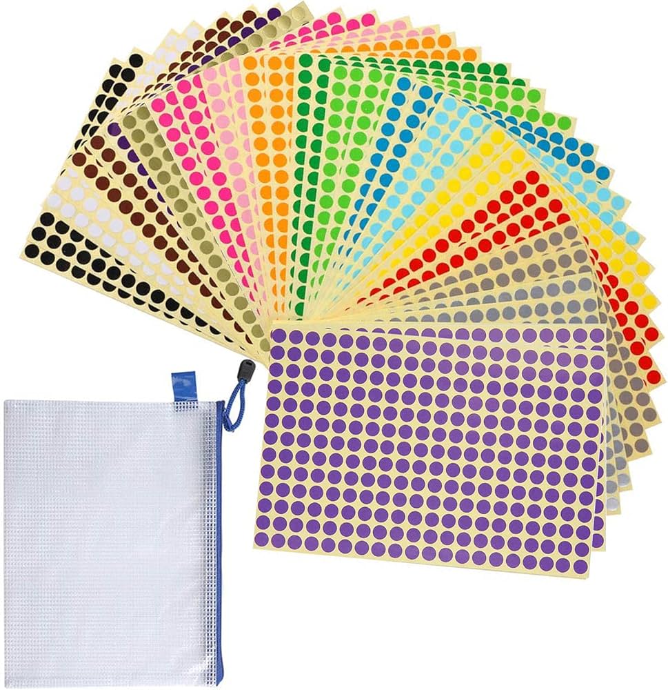 Amazon | LIKENNY カラーラベル 丸型 8mm 16色 8320片入 ステッカー 丸