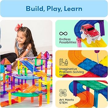 Amazon.com: PicassoTiles 150 Piece Race Car Track Building Block