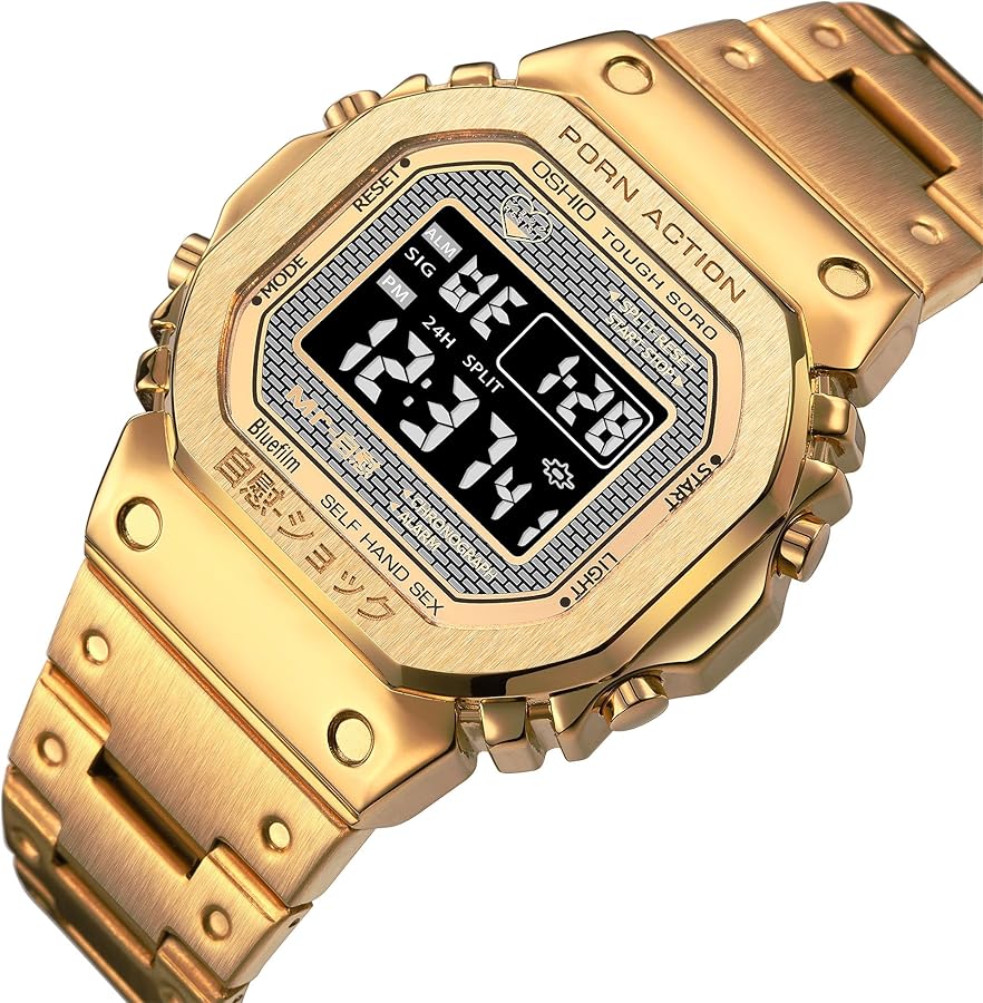 Amazon | 腕時計 メンズ 自慰ショック カチンコチンメタル デジタル