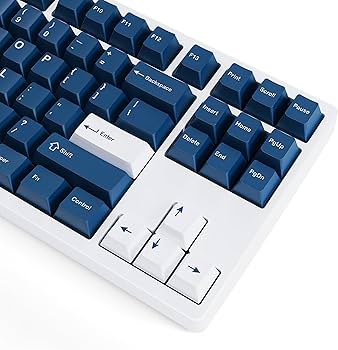 Amazon | kfaPBT ホワイトオンネイビー メカニカルキーボード用キー