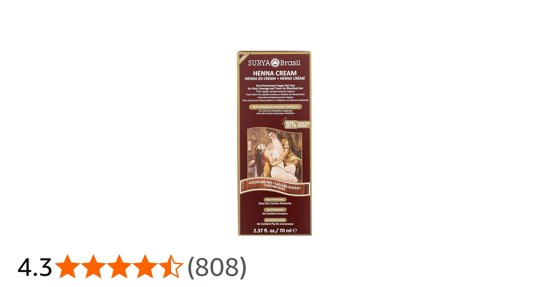 Amazon | Surya Brasil Products ヘナクリーム、2.37液量オンス 金茶色