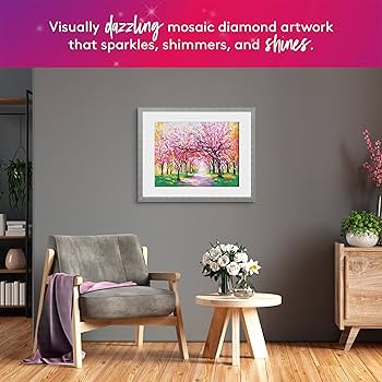 DIAMOND ART CLUB Cherry Blossom Trees Diamond Painting Kit, Fun