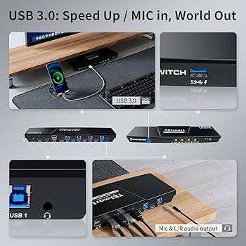 Amazon.com: TESmart USB 3.0 HDMI KVM Switch 1 Monitor 4 Computers