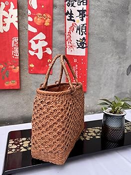 Amazon | 山葡萄かご バッグ, 伝統的な二重編み, 手作り籐細工トート