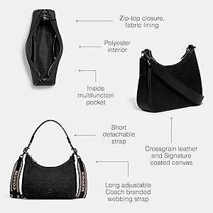 Amazon.com: COACH Hobo Crossbody in Cross Grain Leather Black One